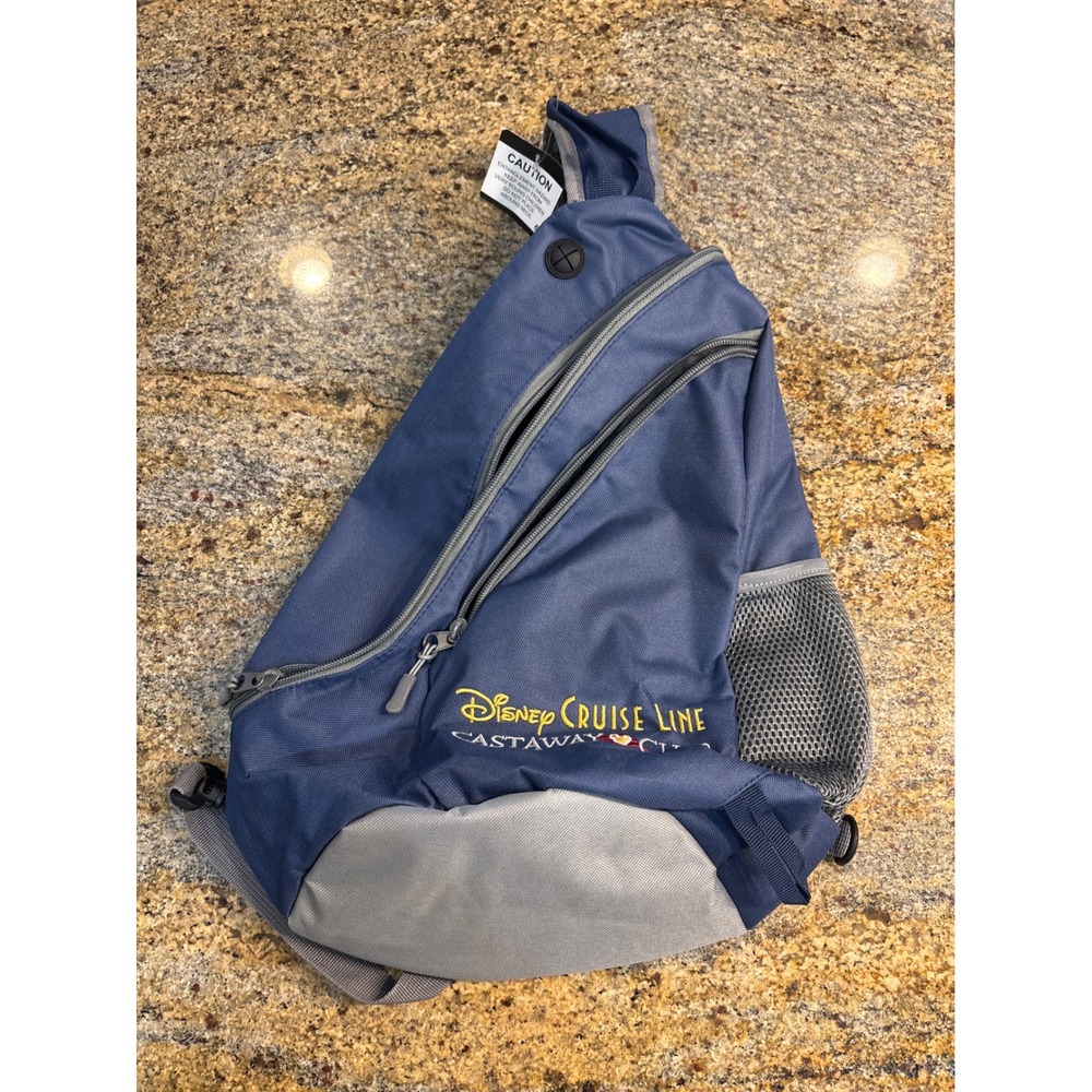NEW Disney Cruise Line Castaway Club Sling Backpack Navy Blue Grey Crossbody Bag